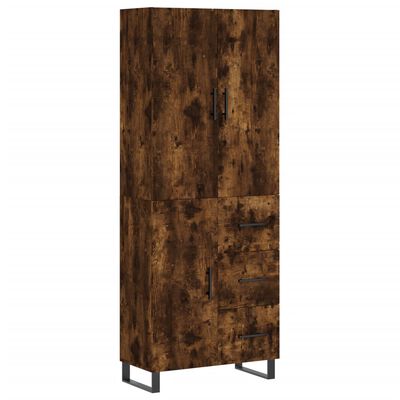 vidaXL Highboard Smoked Oak 69.5x34x180 cm Engineered Wood