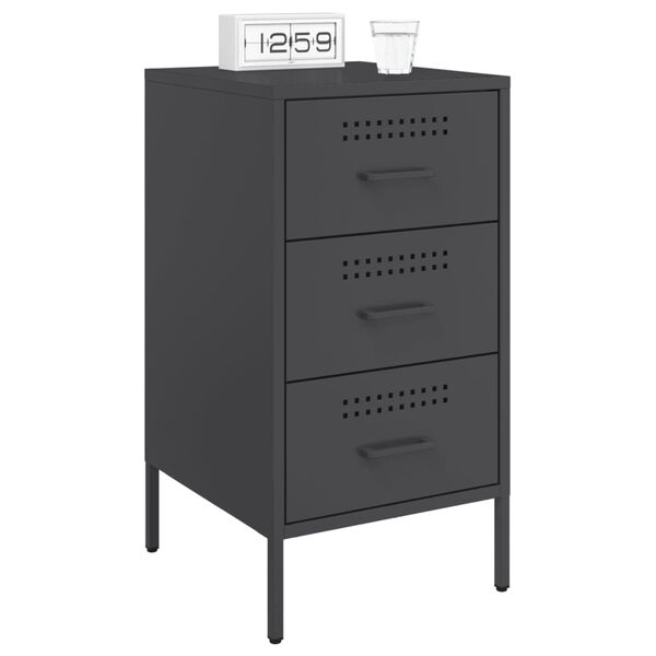 vidaXL Bedside Cabinet Black 36x39x68 cm Steel