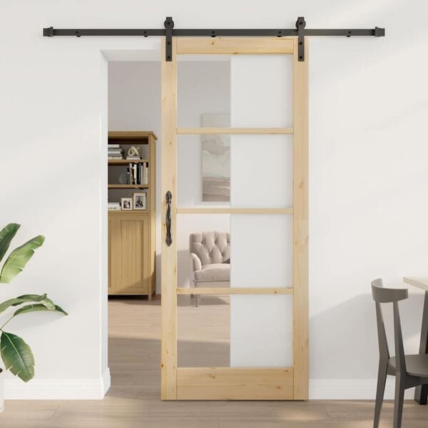 vidaXL Sliding Door ORKDAL Natural and Black 86 x 211 cm