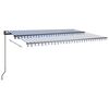 vidaXL Manual Retractable Awning with Posts 3.5x2.5 m Blue and White