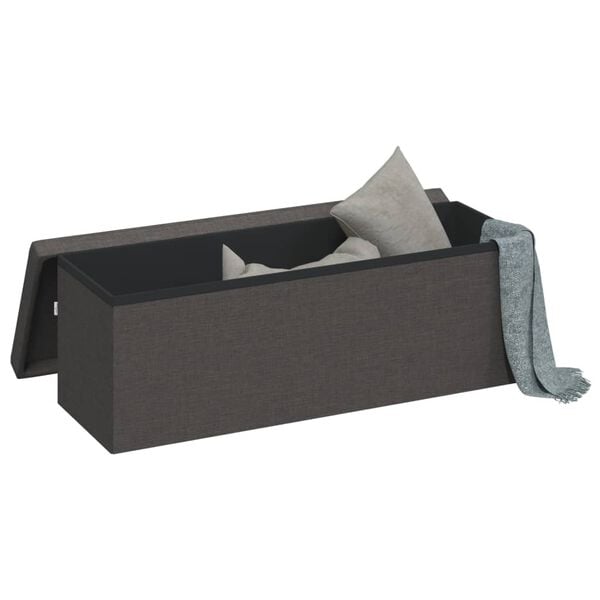 vidaXL Storage Bench Foldable Dark Grey Faux Linen