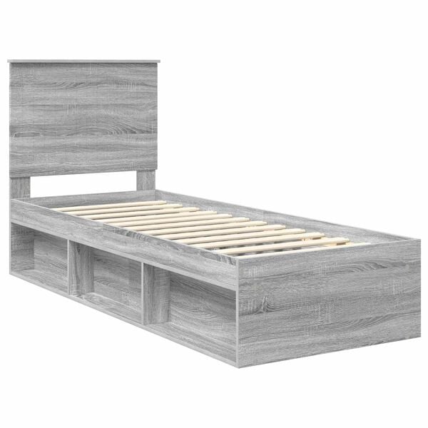 vidaXL Bed Frame Grey Sonoma 75 x 190 cm Solid Pine Wood