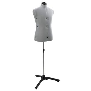 vidaXL Adjustable Dress Form Male Manual Grey 37.5-45.5 inch Fabric