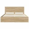 vidaXL Bed Frame with Headboard Sonoma 180 x 200 cm Solid Pine Wood