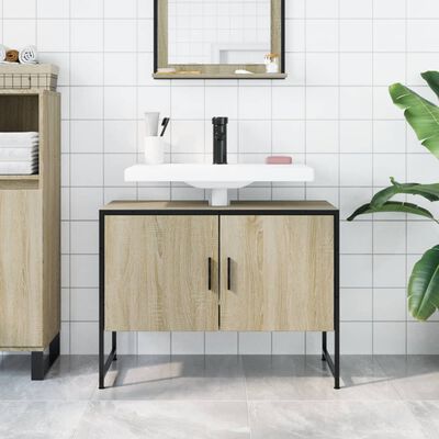 vidaXL Bathroom Sink Cabinet Sonoma Oak 80x33x60 cm Engineered Wood