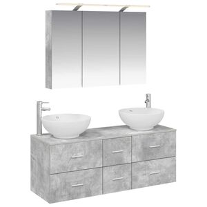 vidaXL Bathroom Furniture Set 4 pcs Concrete Grey