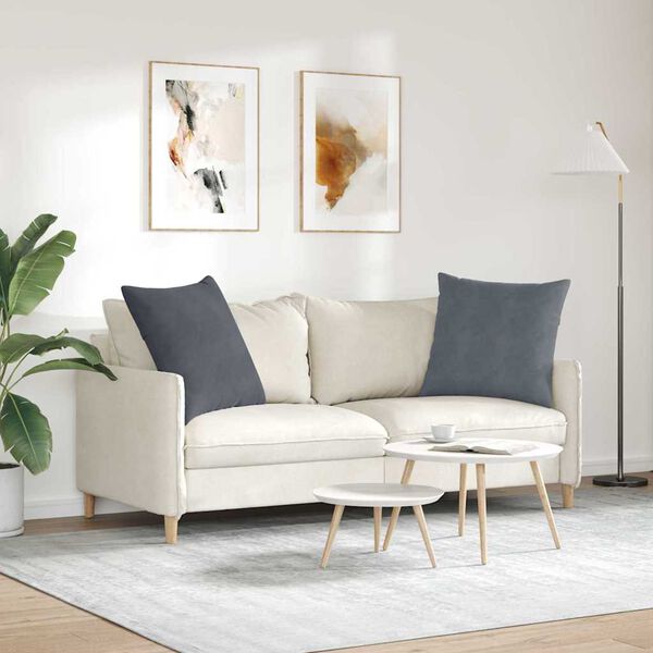 vidaXL Sofa Pillows 2 pcs Dark Grey 60 x 60 cm Corduroy Fabric