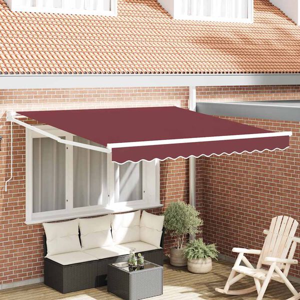 vidaXL Manual Retractable Awning Burgundy 300x250 cm