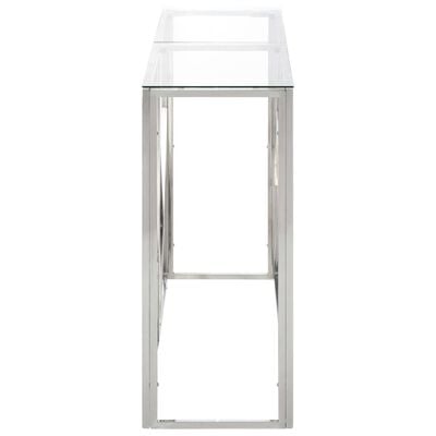 vidaXL Console Table Silver Stainless Steel and Tempered Glass
