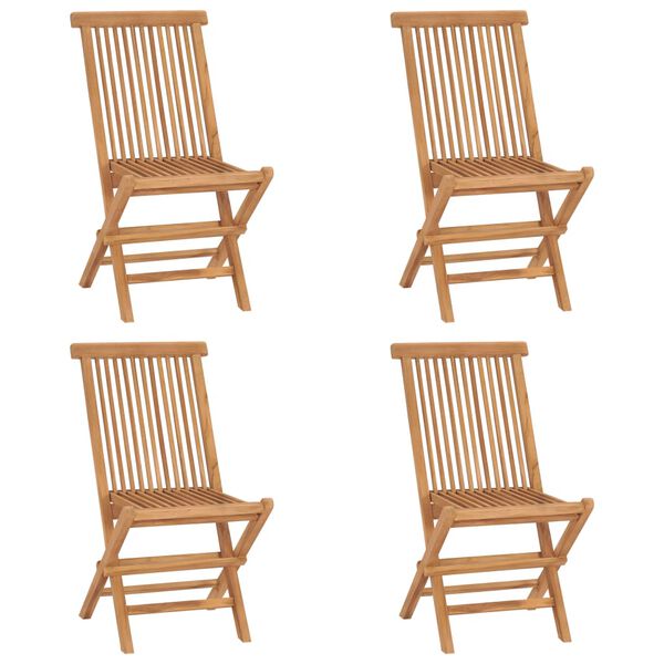 vidaXL Folding Garden Chairs 4 pcs Solid Teak Wood