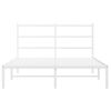 vidaXL Metal Bed Frame without Mattress with Headboard White 135x190cm