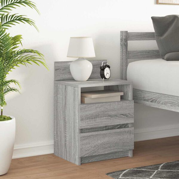 vidaXL Bedside Cabinet with 2 Drawers Grey Sonoma 40x33x60 cm