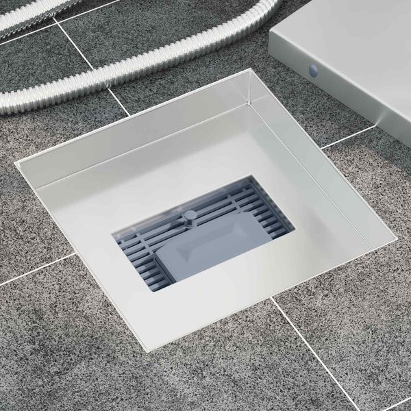 vidaXL 2 in 1 Shower Drain Silver 20 x 20 cm Stainless Steel 304