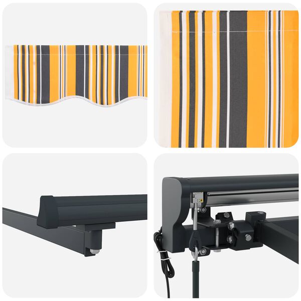 vidaXL Retractable Awning Yellow and Grey 300 x 250 cm