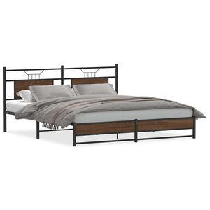 vidaXL Metal Bed Frame without Mattress Brown Oak 183x213 cm