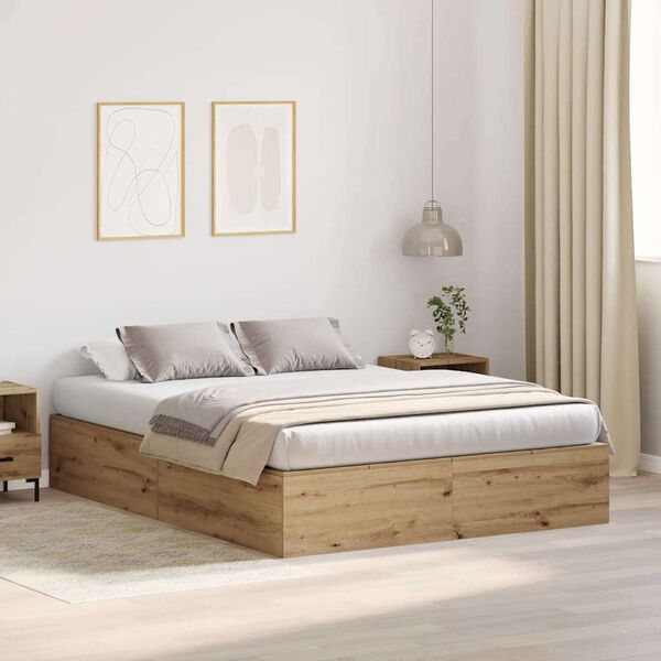 vidaXL Bed Frame with Storage Artisan oak 150 x 200 cm Engineered wood