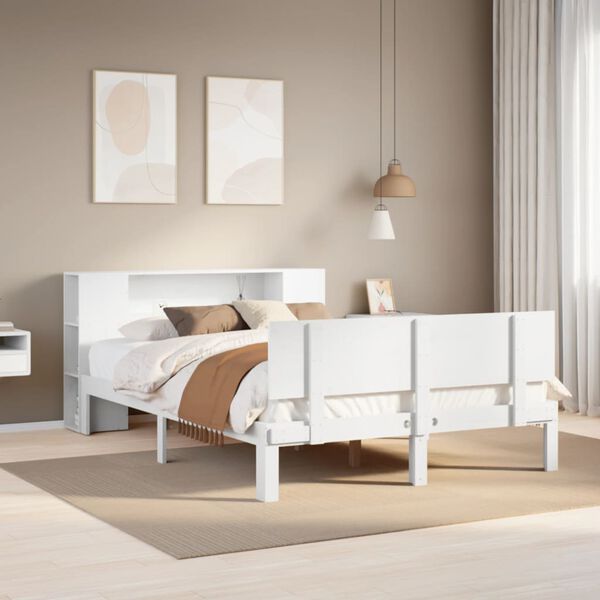 vidaXL Bookcase Bed without Mattress White 140x200cm Solid Wood Pine