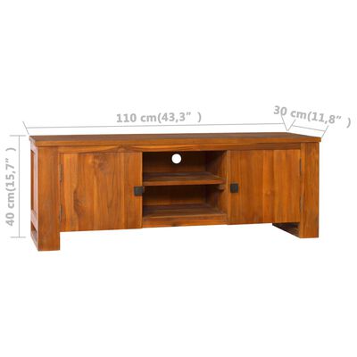 vidaXL TV Cabinet 110x30x40 cm Solid Teak Wood