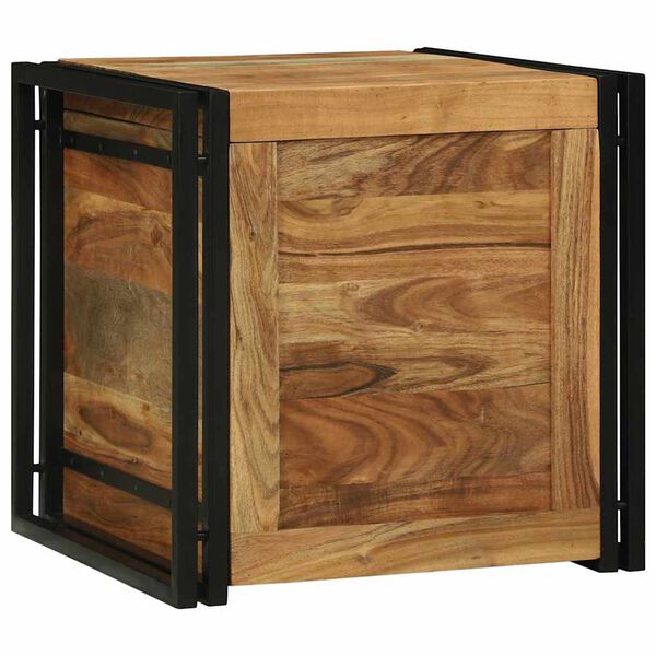vidaXL Storage Box Brown and black 50 x 50 x 50 cm Solid Acacia wood