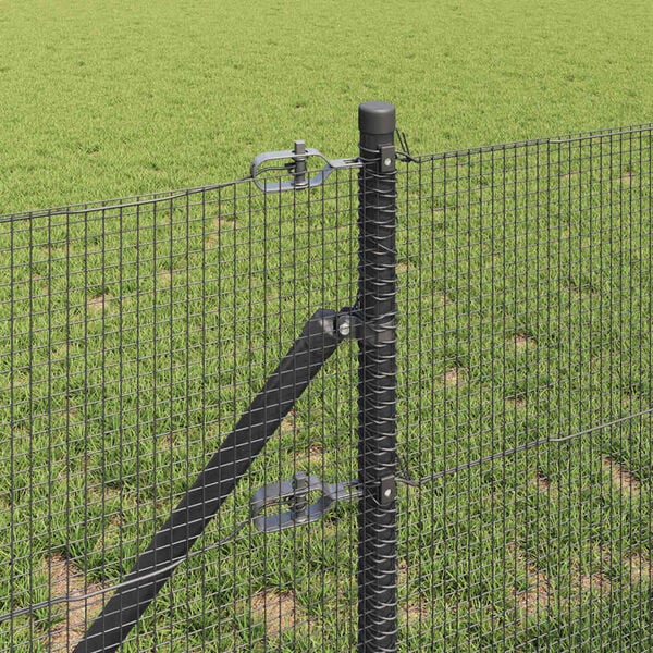 vidaXL Fence Post Grey 50 x 0.6 m (12 x 12 mm mesh) Steel and PVC