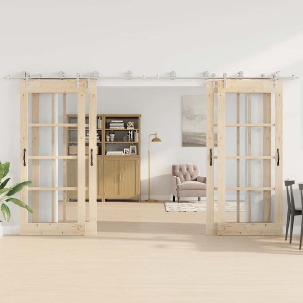 vidaXL Sliding Door Hardware Kit 400 cm Stainless Steel Silver