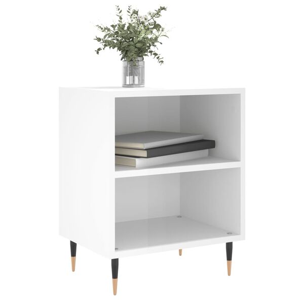 vidaXL Bedside Cabinet High Gloss White 40x30x50 cm Engineered Wood