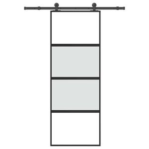 vidaXL Sliding Door with Hardware Set 76x205 cm Tempered Glass&Aluminium