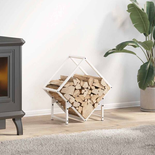 vidaXL Firewood Rack White 50x25x50 cm Cold-rolled steel