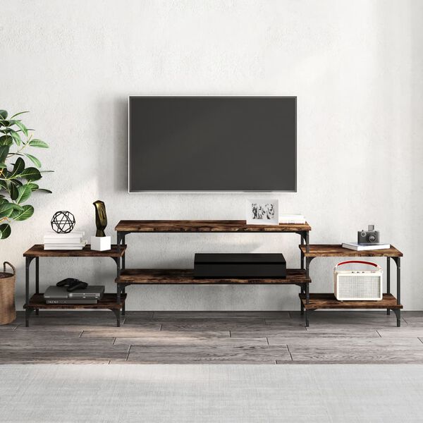vidaXL TV Cabinet Smoked Oak 197x35x52 cm Engineered Wood
