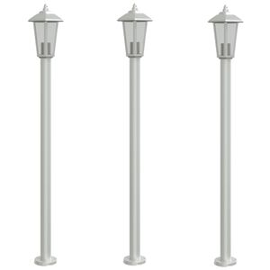vidaXL Outdoor Floor Lamps 3pcs Silver 120 cm Stainless Steel