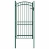 vidaXL Fence Gate with Arched Top Steel 102x136 cm Green