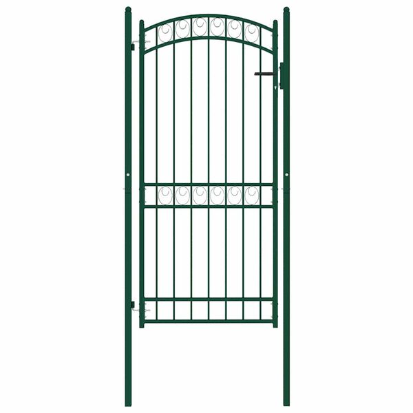vidaXL Fence Gate with Arched Top Steel 102x136 cm Green