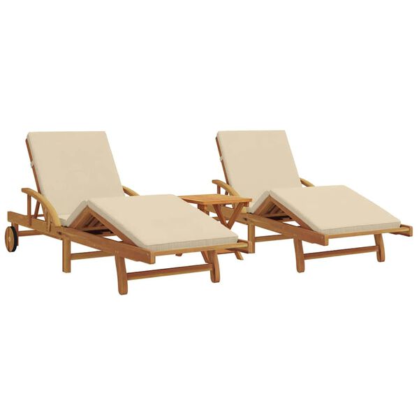 vidaXL Sun Lounger 3 pcs Beige 40 x 40 x 40cm Solid Acacia wood