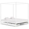 vidaXL Canopy Bed Frame without Mattress White Solid Wood 180x200 cm Super King