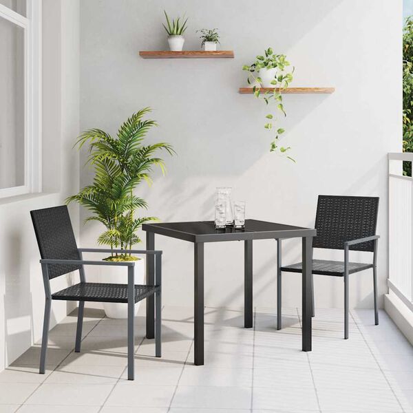 vidaXL Garden Dining Set 3 pcs Black PE Rattan