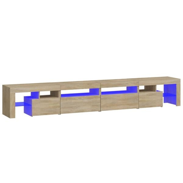 vidaXL TV Cabinet with LED Lights Sonoma Oak 260x36.5x40 cm