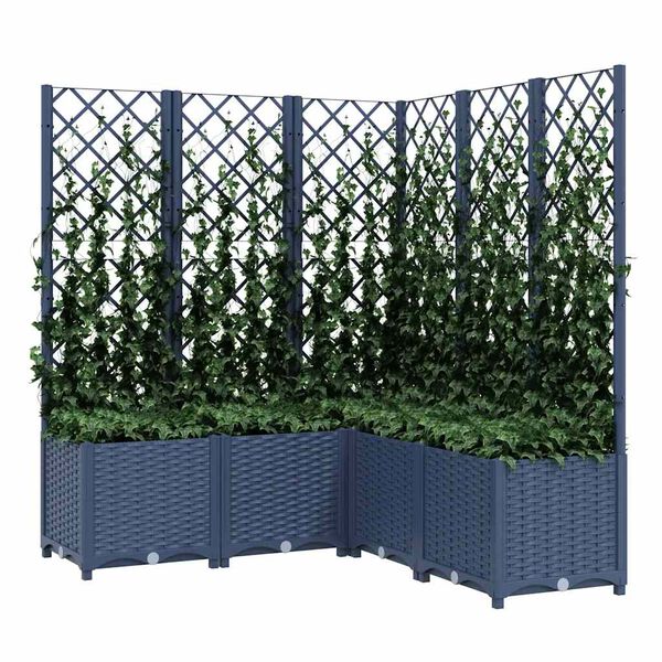 vidaXL Garden Planter with Trellis Blue Grey 120x120x136 cm PP