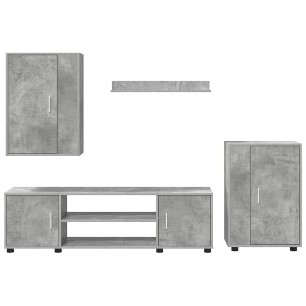 vidaXL TV Cabinet Set Wall-mounted 4 pcs Concrete Grey Engineered wood
