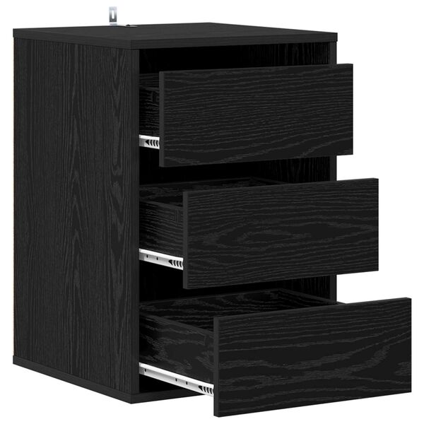 vidaXL Drawer Cabinet Black Oak 41 x 40 x 58 cm Engineered Wood