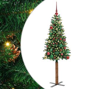 vidaXL Slim Christmas Tree Green 150 cm PVC and Solid Pine wood