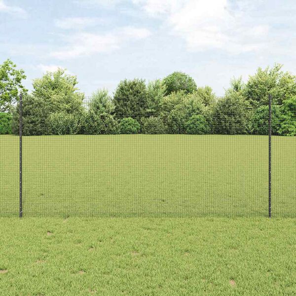 vidaXL Fence with Post Grey 1.2 x 10 m Steel and PVC