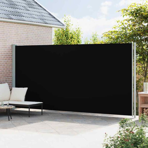 vidaXL Patio Retractable Side Awning 220x600 cm Black