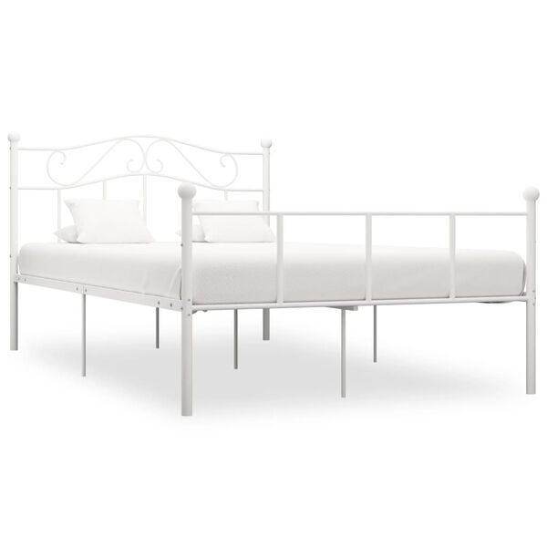 vidaXL Bed Frame without Mattress with Headboard White 160x200 cm Metal