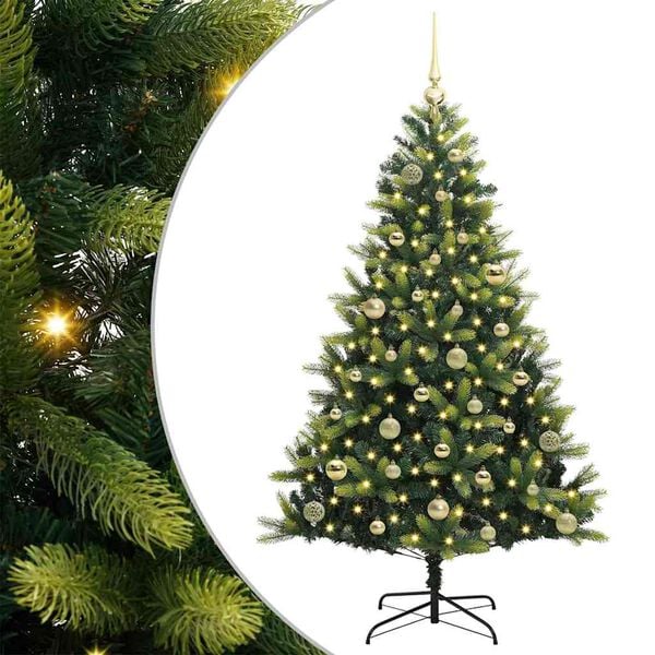 vidaXL Artificial Hinged Christmas Tree 150 LEDs Green 150 cm