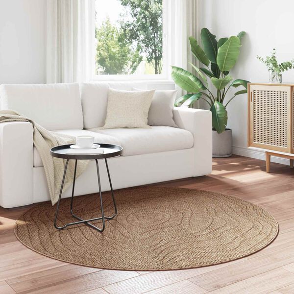 vidaXL Area Rugs Round Moire Natural &Oslash; 120 CM