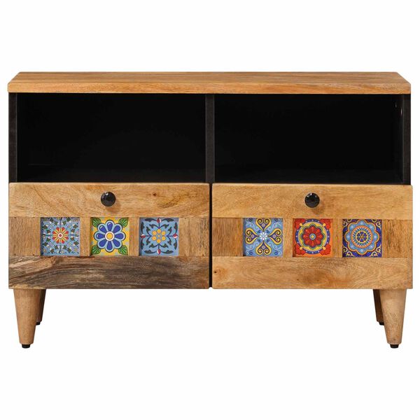 vidaXL TV Cabinet with Drawer Natural 70 x 33 x 46 cm Solid Mango Wood