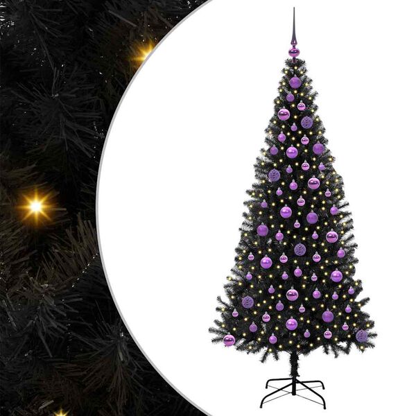 vidaXL Christmas Tree with 300 LEDs with Stand Black 180 cm PVC