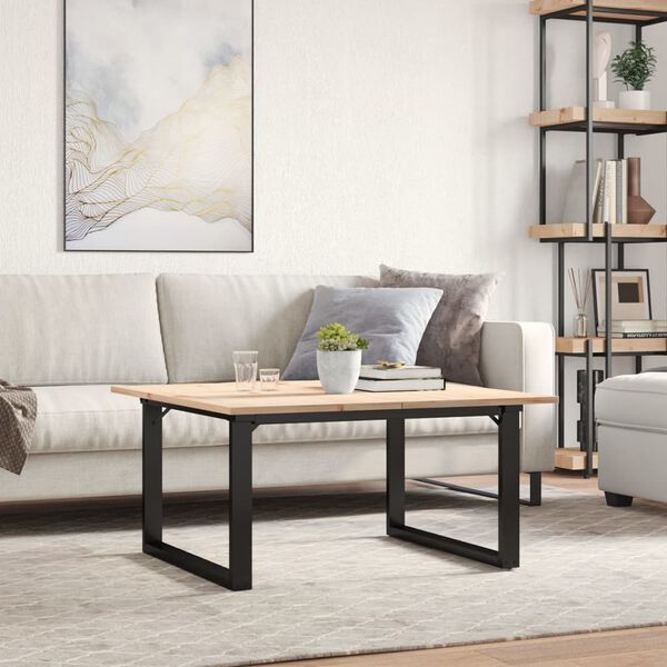 vidaXL Coffee Table O-Frame 80x80x45 cm Solid Wood Pine and Steel