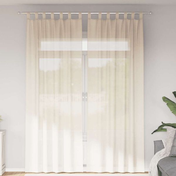vidaXL Voile Curtains with Tab Top 2 pcs Cream