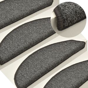 vidaXL Stair Mats 15 pcs 56x17x3 cm Dark Grey Half Round